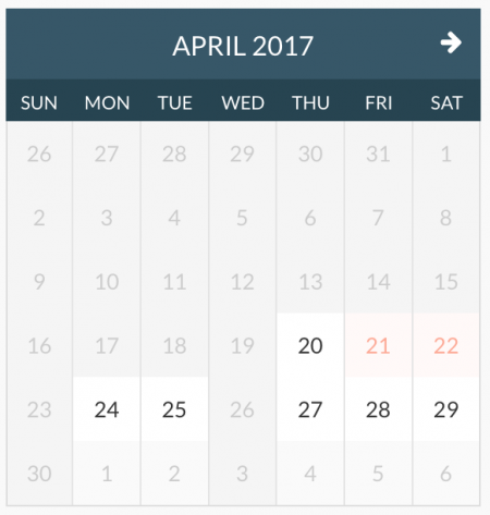 Модуль бронирования - календарь